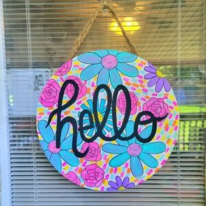 Colorful Floral Hello Sign